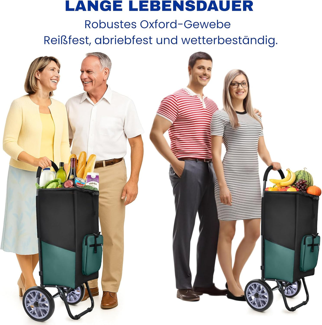 Allyson Einkaufstrolley klappbar – grosser 45L Shopping Trolley mit geräuschlosen Rädern, wasserdich
