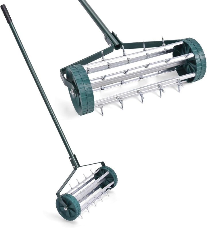 RELAX4LIFE Rasenbelüfter, Rasenlüfter aus Metall, Manueller Handvertikutierer Aerifizierer mit Spike