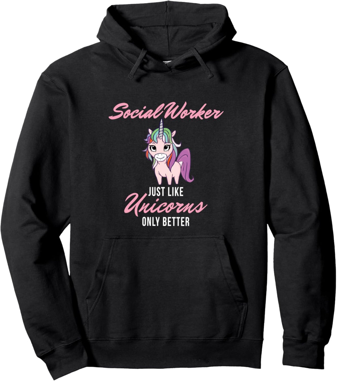 Sozialarbeiter Einhorn Spruch I Abschluss Beruf Geschenk Pullover Hoodie