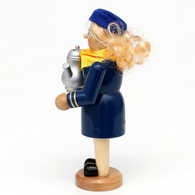 Dekohelden24 Holz Räucherfigur/Räucherfrau als Stewardess/Flugbegleiterin, L/B/H: 10,5 x 8 x 19,5 cm