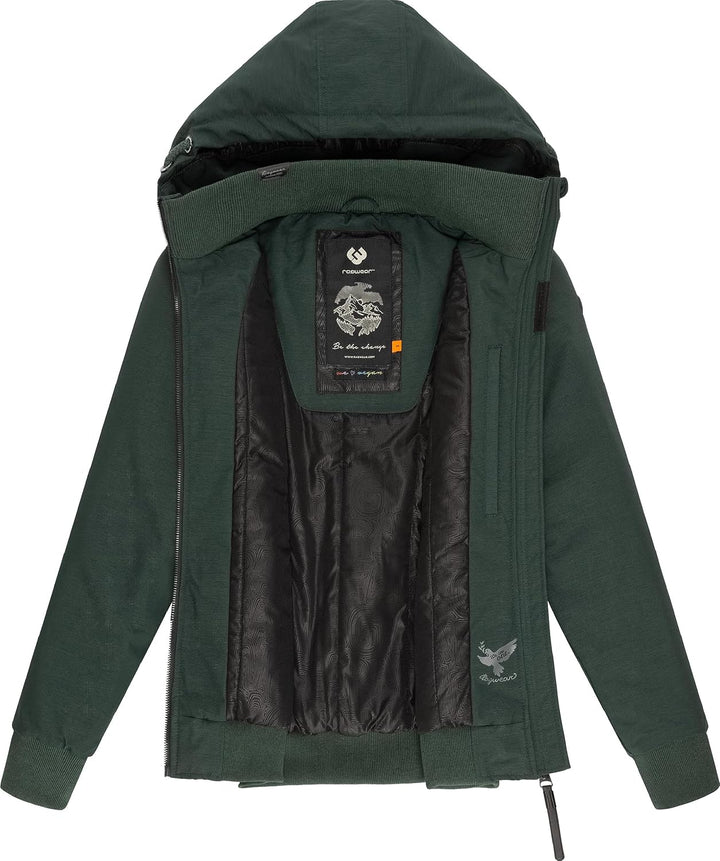 Ragwear Damen warme wasserdichte Winterjacke Outdoorjacke mit Kapuze Nuggie Melange XS-6XL, XXL Dark