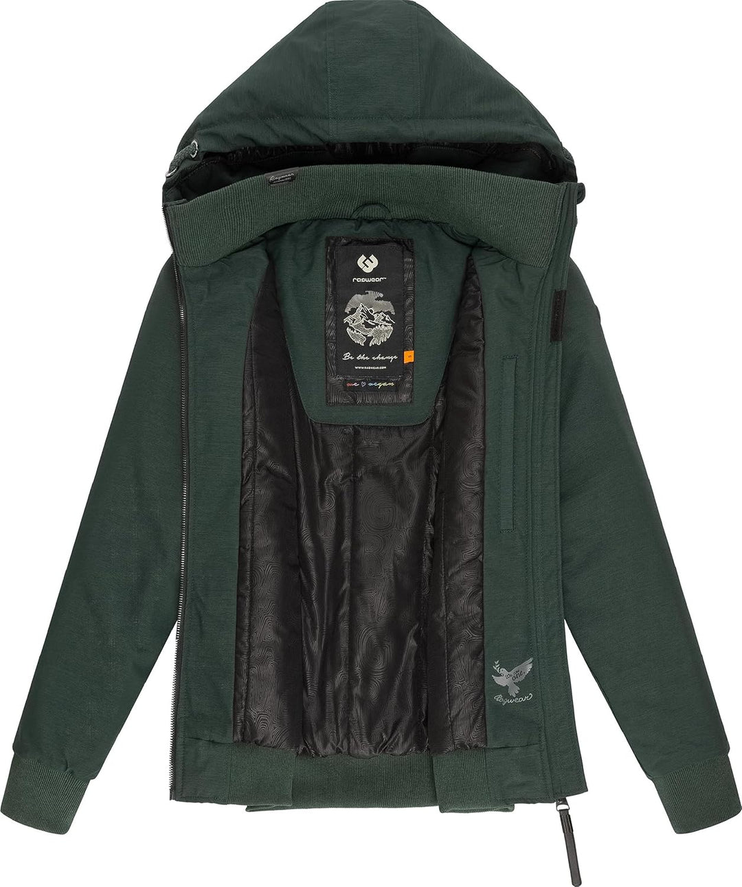 Ragwear Damen warme wasserdichte Winterjacke Outdoorjacke mit Kapuze Nuggie Melange XS-6XL, XXL Dark