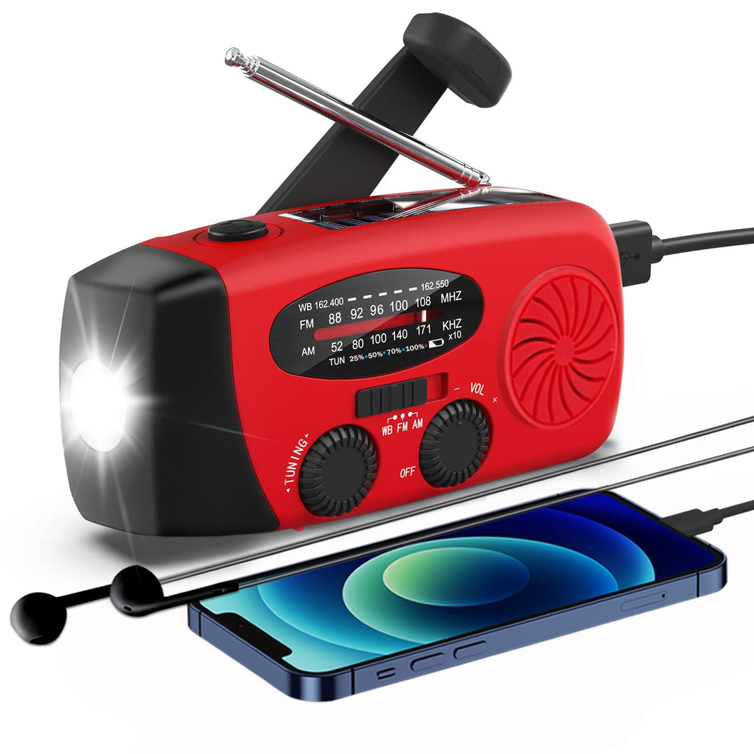 Notfallradio Kurbelradio Solarradio – Selbstbetriebenes Notfall Radio mit AM/FM-Wetterempfang, LED T