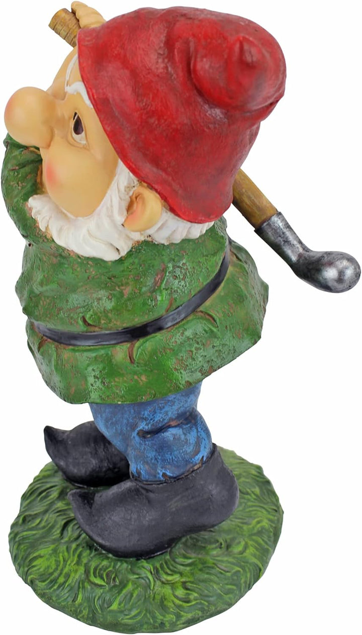 Design Toscano Bigey Burt Lustige Golfgartenstatue Zwerg, Polyresin, vollfarbe, 30 cm Bogey Burt, Bo