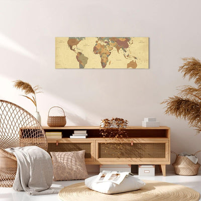 Panorama Bilder auf Leinwand Karte Welt Land Leinwandbild mit Rahmen 90x30cm Wandbilder Dekoration W