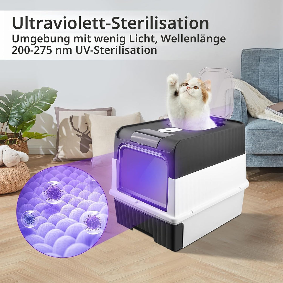 OHMG Selbstreinigende Katzentoilette,Katzenklo Selbstreinigend,Geruchsbeseitigung,Geschlossen Grosse