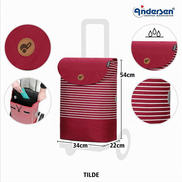 ANDERSEN Einkaufstrolley - Scala Shopper Plus Tilde rot 37 L einkaufen, hochwertig, modern, Aluminiu