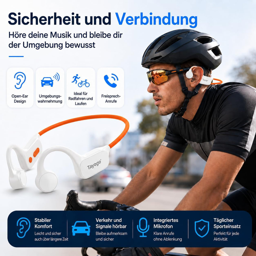 Tayogo Knochenschall Kopfhörer – Wasserdichte Schwimmkopfhörer mit Bluetooth &amp; 32GB MP3, IPX68 Unter