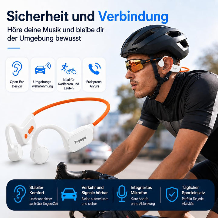 Tayogo Knochenschall Kopfhörer – Wasserdichte Schwimmkopfhörer mit Bluetooth &amp; 32GB MP3, IPX68 Unter