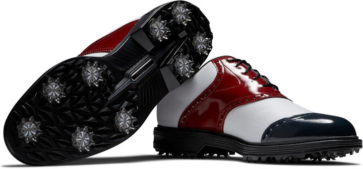 FootJoy Herren Premiere Serie Wilcox Golfschuh 39.5 EU Rot Weiss Blau, 39.5 EU Rot Weiß Blau