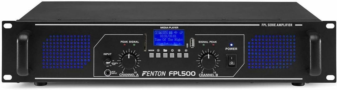 Fenton FPL500 PA Verstärker 500 Watt, 3 Kanal Endstufe, Digitalverstärker mit Bluetooth, AUX, USB, M
