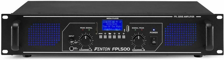 Fenton FPL500 PA Verstärker 500 Watt, 3 Kanal Endstufe, Digitalverstärker mit Bluetooth, AUX, USB, M