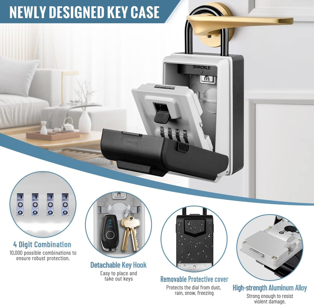 ENONEO Schlüsseltresor mit Beleuchteten Zahlencode Aussen Schlüsseltresor mit Bügel, Wetterfest Schl