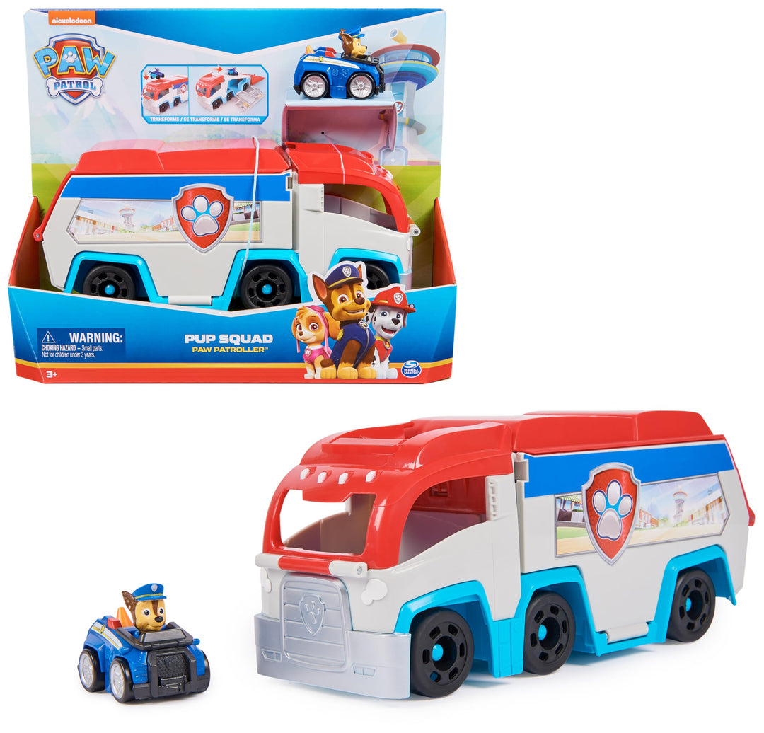 PAW PATROL – Pup Squad Mini-Patroller Teamfahrzeug mit Chase-Spielzeugauto, Spielzeug geeignet für K