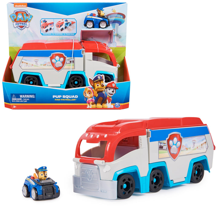 PAW PATROL – Pup Squad Mini-Patroller Teamfahrzeug mit Chase-Spielzeugauto, Spielzeug geeignet für K