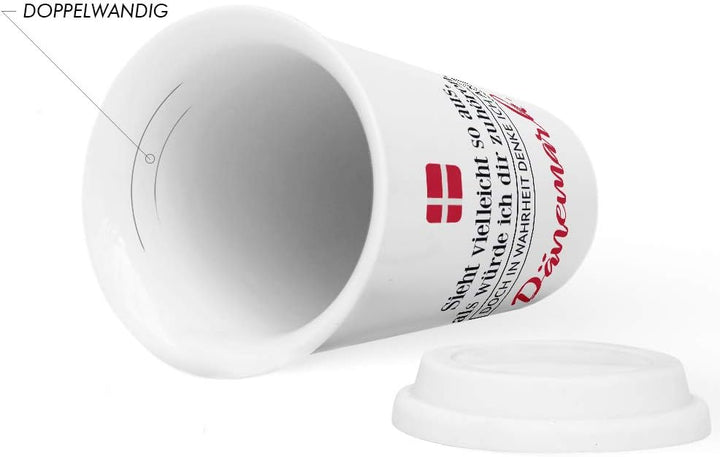 JUNIWORDS To-Go Becher mit Deckel, Sieht vielleicht so aus, als würde ich dir zuhören. Doch in Wahrh