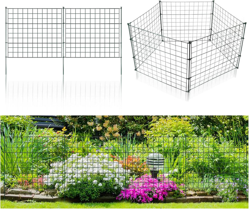 Randaco Teichzaun Gartenzaun 5tlg Set, Gartenzäune Dekorative mit 11 Zaunelemente-5 Zaunelemente und