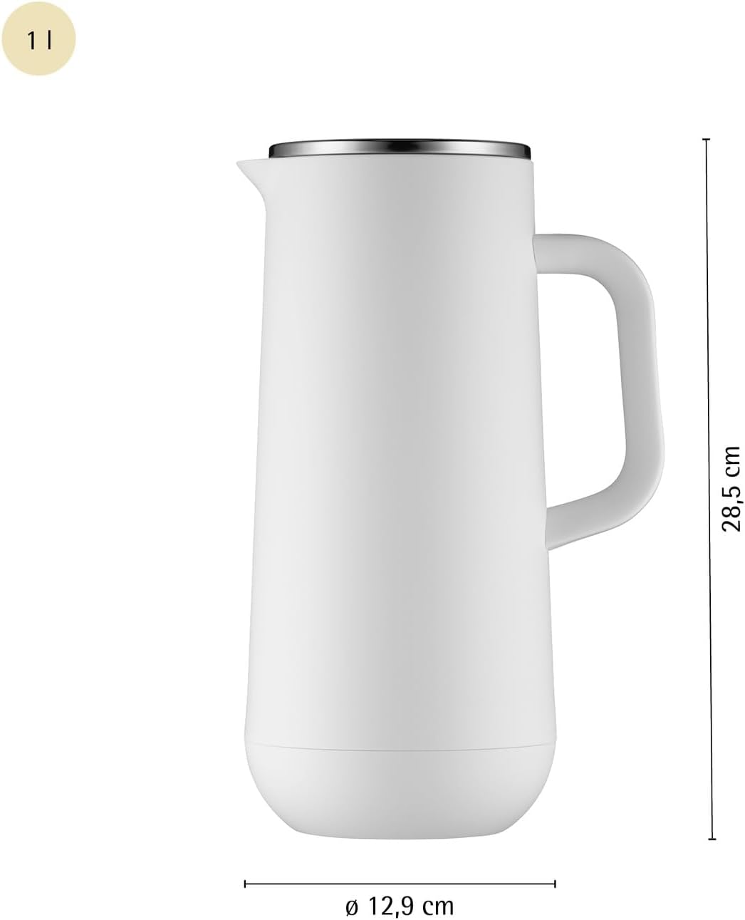 WMF Impulse Thermoskanne 1l, Isolierkanne für Kaffee oder Tee, Drehverschluss, hält Getränke 24h kal