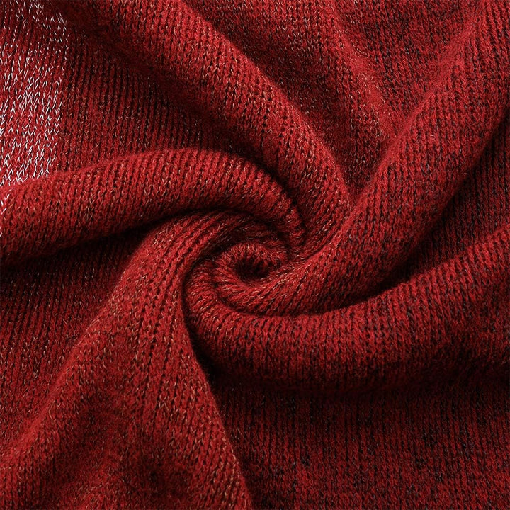 Damen-Poncho-Pullover, V-Ausschnitt, gestreift, Strickschal, Cape, Pullover mit Fransen, S-L Burgund