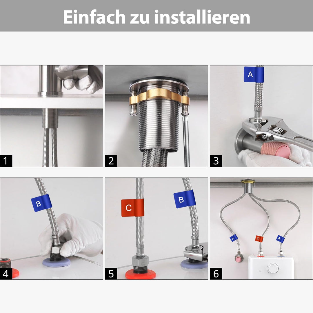 BONADE Niederdruck Armatur Küche Ausziehbar, Spiralfederarmatur mit Brause, 360° Drehbar Wasserhahn