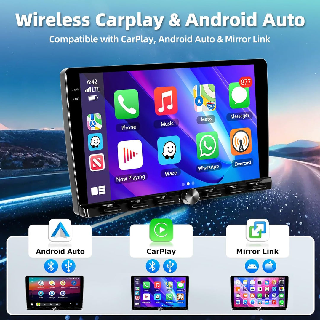 2GB+64GB 2 Din Autoradio mit Kabellosem Carplay Android Auto, 9 Zoll Touchscreen Bluetooth Car Stere
