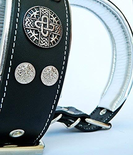 Bestia™ "Hektor Echtleder Hundehalsband für grosse Hunde. 100% Leder. Weich gepolstert. 6,3 cm breit