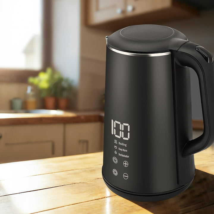 Retoo Elektrischer Wasserkocher 1,6L LED Beleuchtung 1500W Schnellaufheizung Edelstahl, BPA Frei, Te