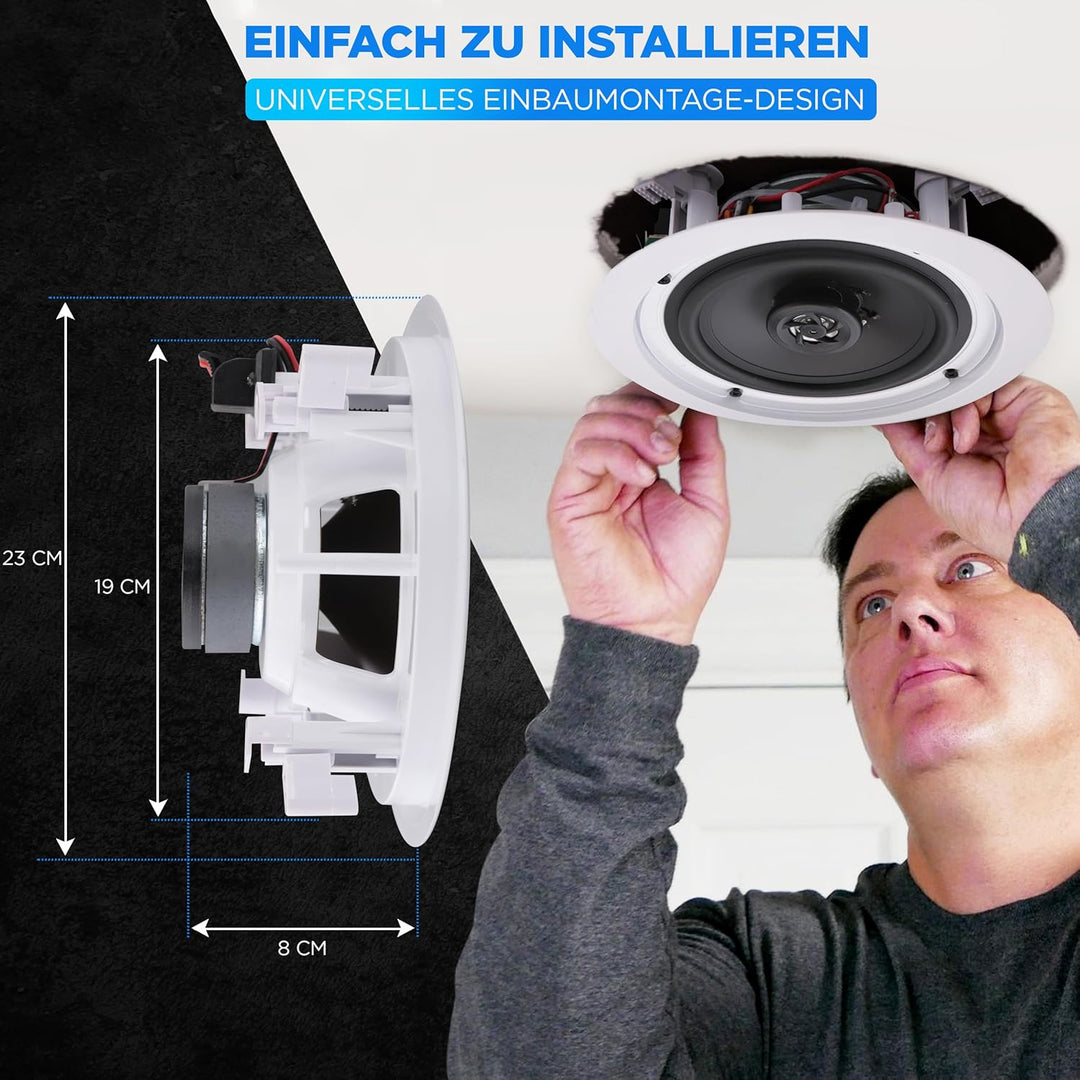 Pyle 16.5cm- Deckenlausprecher Einbaulausprecher, Wandlautsprecher, Flache Lautsprecher, 200W- 2 Weg