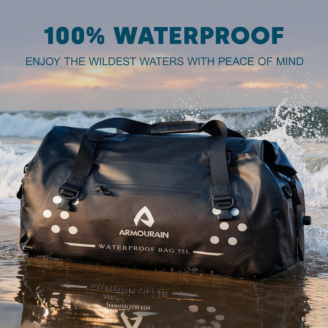 Motorrad-Trockentasche 75 L Grosse wasserdichte Reisetasche, Faltbare Reisetasche, Kofferraum-Sitzta