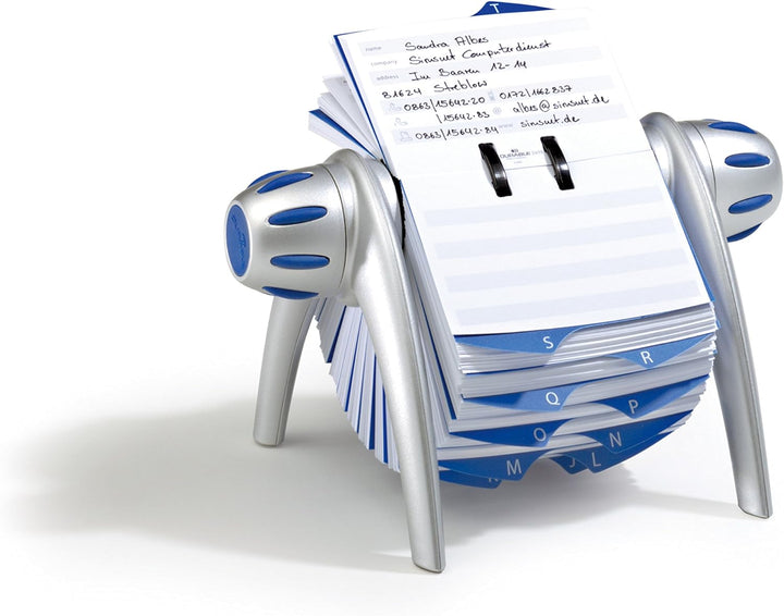 Durable Rollkartei Telindex Flip Vegas, mit 500 Karteikarten für Adressen, Register A-Z, silber, 241