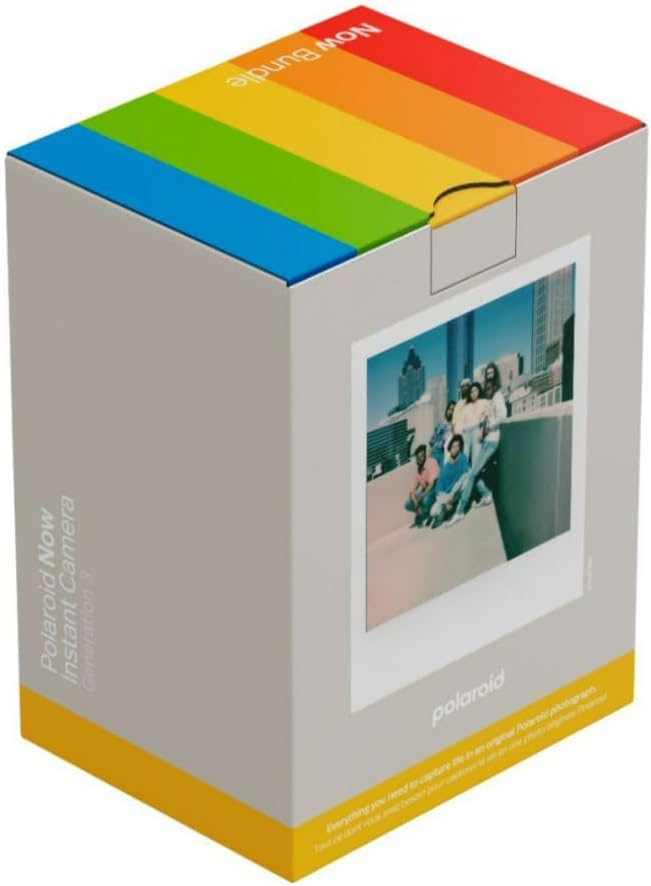 Polaroid Now Generation 3 Analoge Sofortbildkamera mit Zwei-Objektiv-Autofokus-System (weiss) und Fa