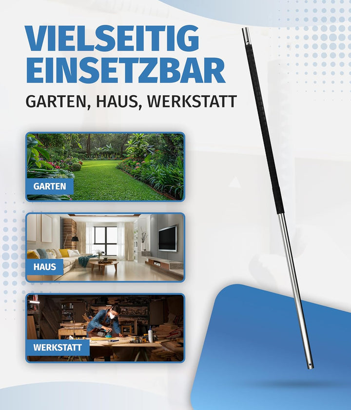 Universalstiel aus Edelstahl - Langlebig & Zerlegbar - Rutschfester Griff - Perfekt für Gartengeräte