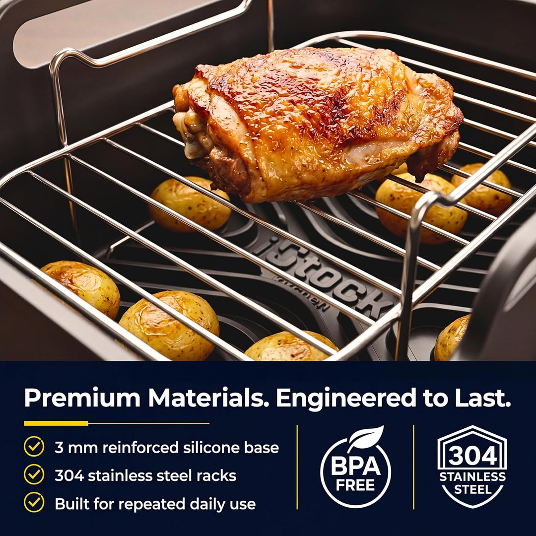 AirFlow Pro™ Ninja Airfryer AF200EU Zubehör 7,6L | 2 Silikonformen + 2 Edelstahl Grillrost Einsätze