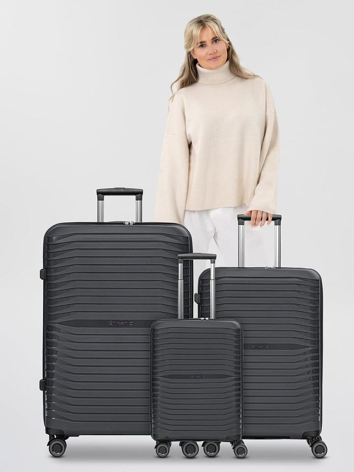 Stratic Koffer-Set 3-teilig für Damen und Herren | Reise-Trolleys 50 x 29 x 76 cm aus hochwertigem,