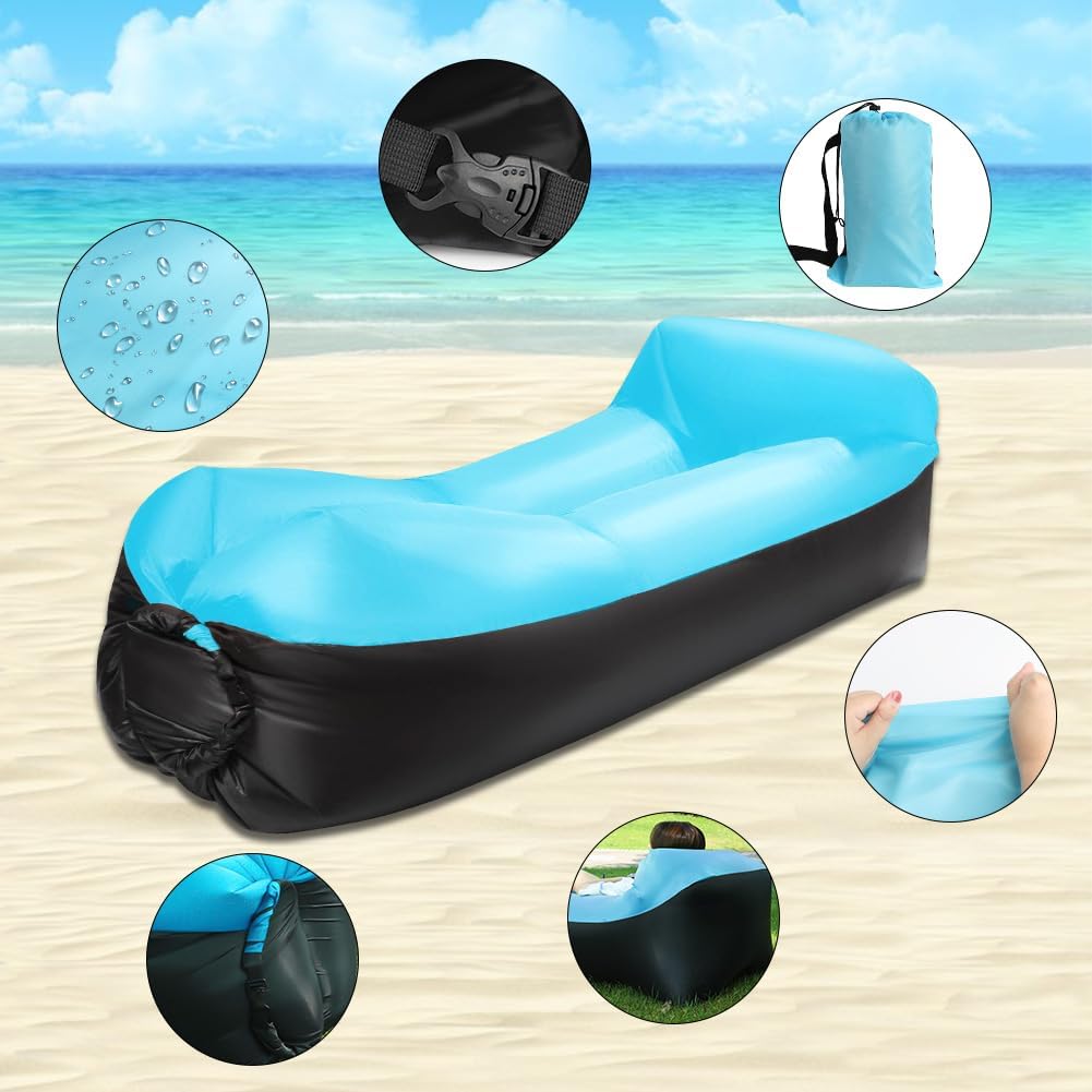 Gohytal Aufblasbares Sofa, 230×70cm Wasserdichtes Luftsofa Outdoor Tragbares Aufblasbar Luft Sofa Co