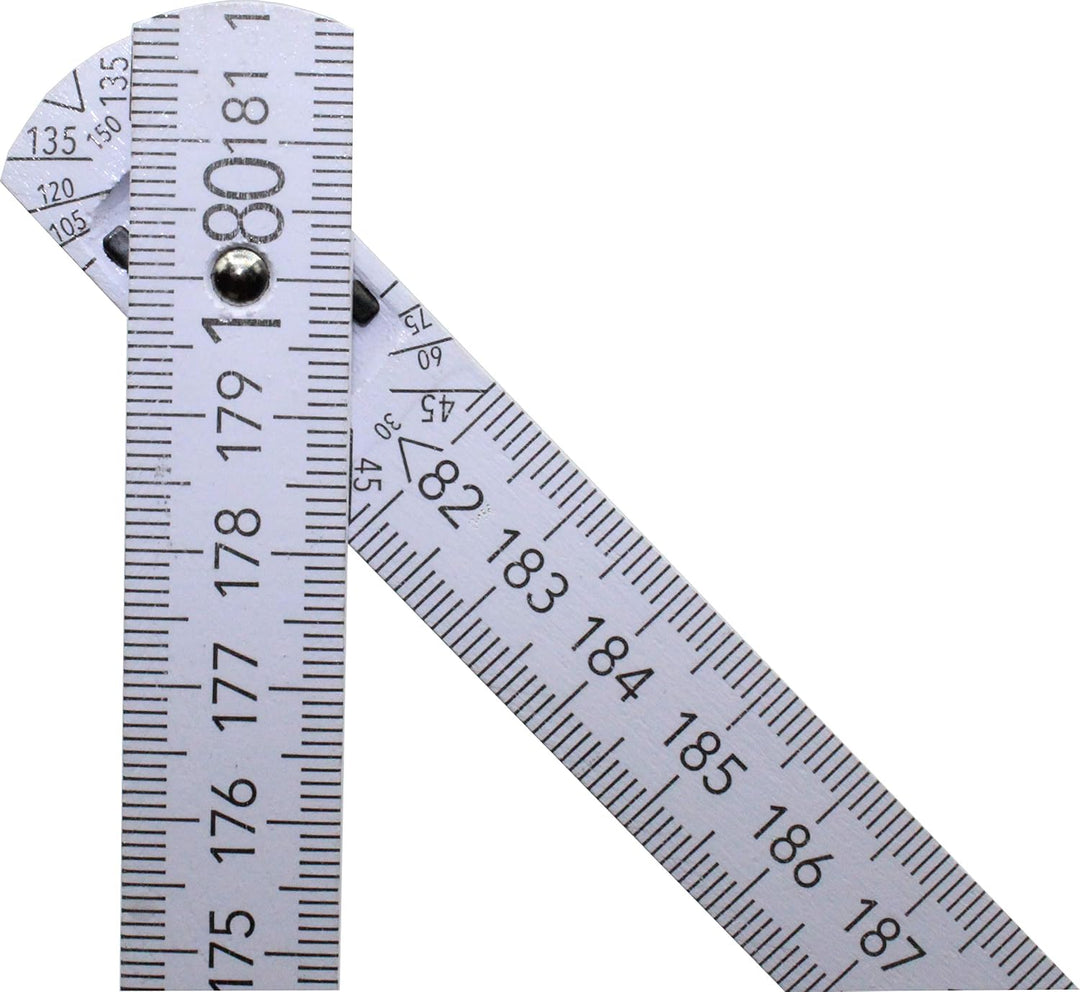 10 Stück Zollstöcke Zollstock 2 Meter mit 90°/180° Winkeleinrastung und Winkelskala (30°/45°/60°/75°