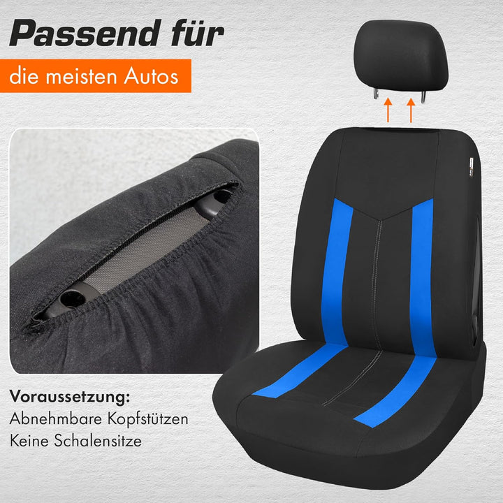 Upgrade4cars Autositzbezüge Set Universal Blau | Auto-Schonbezüge Vordersitze & Rückbank | Autositzb