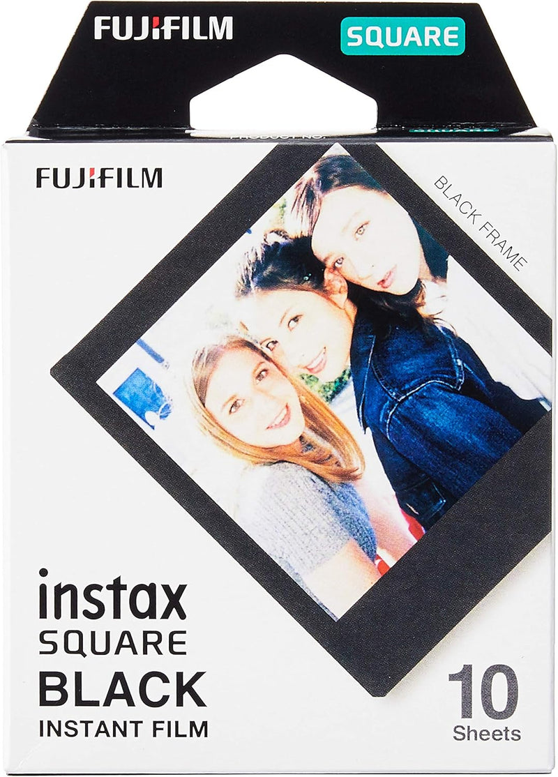 instax SQUARE SQ1 Sofortbildkamera, Chalk Weiss & SQUARE Film, Black Frame (1x 10 Aufnahmen) Chalk W