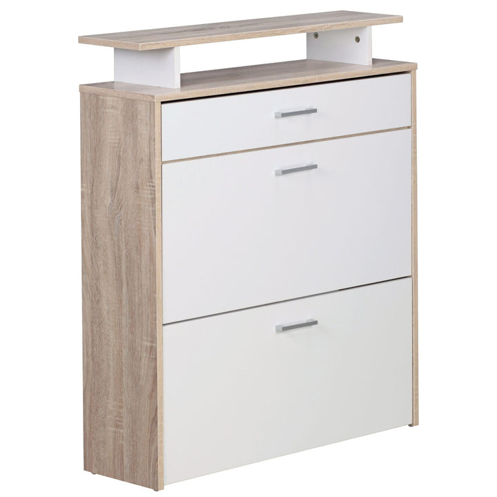 FineBuy Schuhkipper Holz 80x95x24 cm Modern Sonoma Eiche, Design Schuhregal Schuhkipper Schmal, Schu
