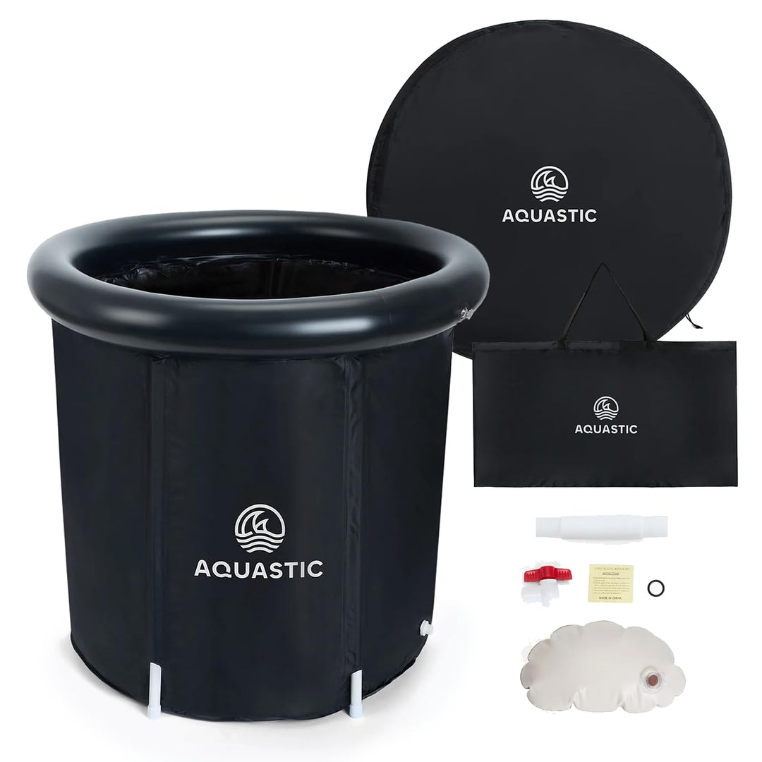 AQUASTIC Yeti Walrus Pool in Schwarz mit einem Durchmesser von 75 cm Mobiles Schwimmbecken Ideal für