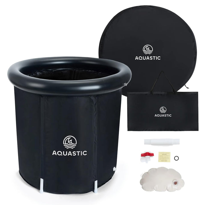 AQUASTIC Yeti Walrus Pool in Schwarz mit einem Durchmesser von 75 cm Mobiles Schwimmbecken Ideal für