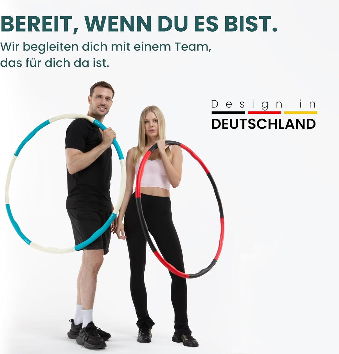 KIANA SPORTS® Hula Hoop Reifen Erwachsene inkl. Tasche und Übungsplan [1,2 kg] - Stabiler Hoola Hoop