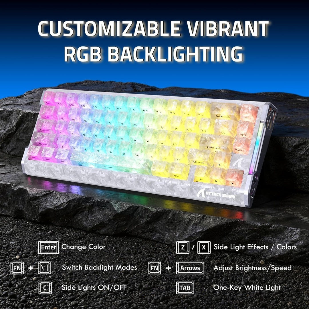 ATTACK SHARK Carbon Fiber Gaming R68 HE Tastatur &amp; X11 Ultra Maus Set, 63g Nordic54L15 Wireless Supe