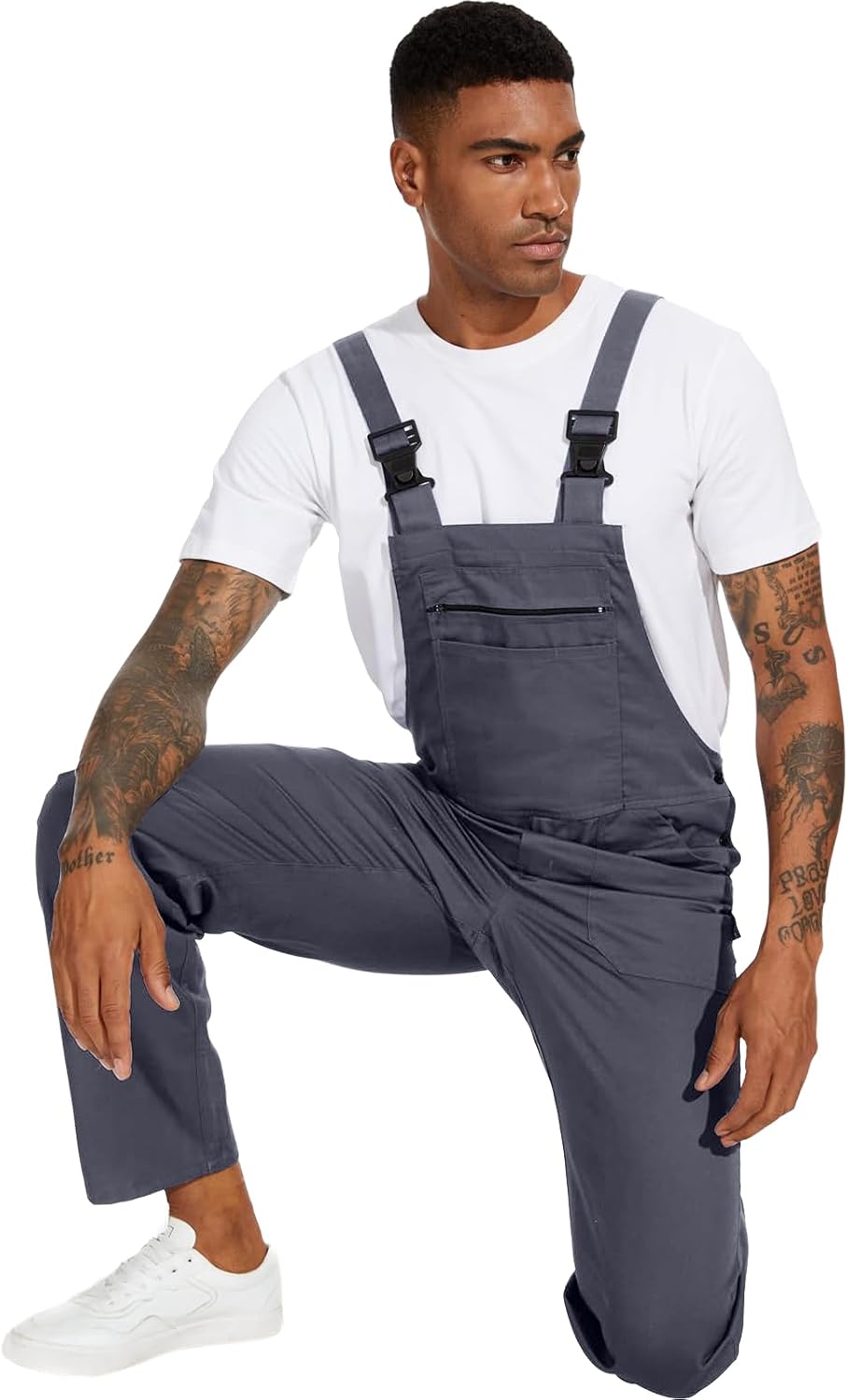 WORK IDEA Arbeits-Latzhose für Männer Multi Pocket Technology Herren Arbeitslatzhose XXL Grau, XXL G