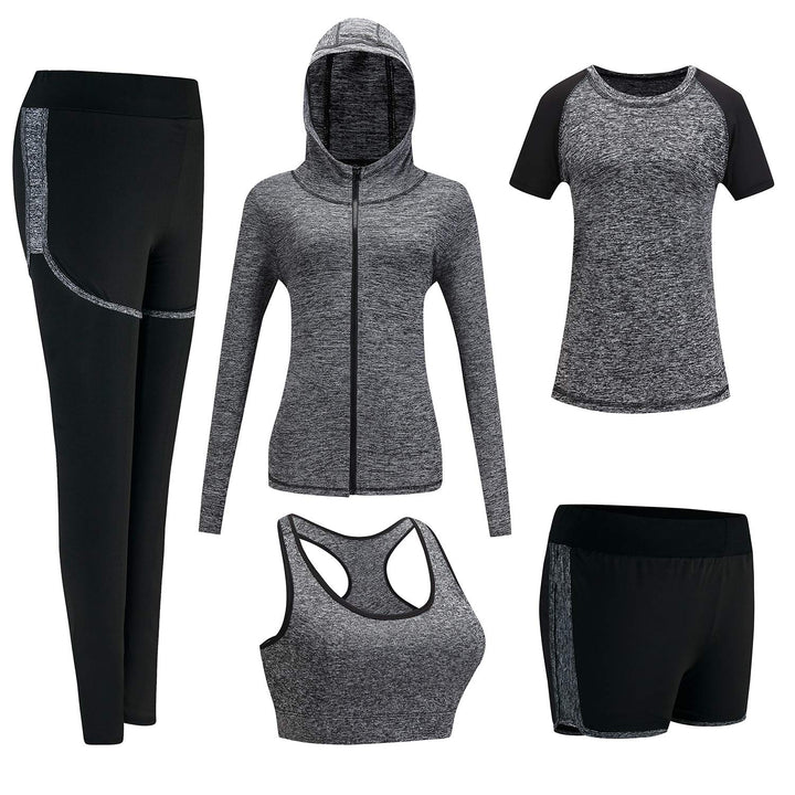 ODWTMRK Jogginganzug Damen Trainingsanzug Sets Yoga Kleidung Anzug 5er-Set Sportbekleidung Laufbekle