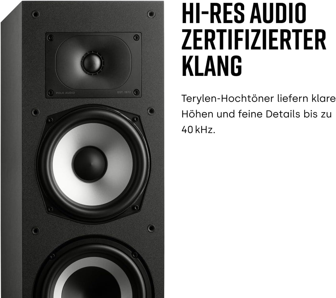 Polk Audio Monitor MXT60 kompakter Standlautsprecher, HiFi und Heimkino Lautsprecher, Hi-Res Zertifi