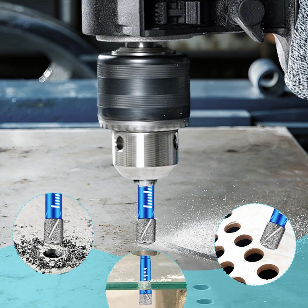 Fliesenbohrer Set Diamantbohrer Glasbohrer Fliesen Bohrer 5Stück 5, 6, 8,10,12 mm für Keramik Marmor