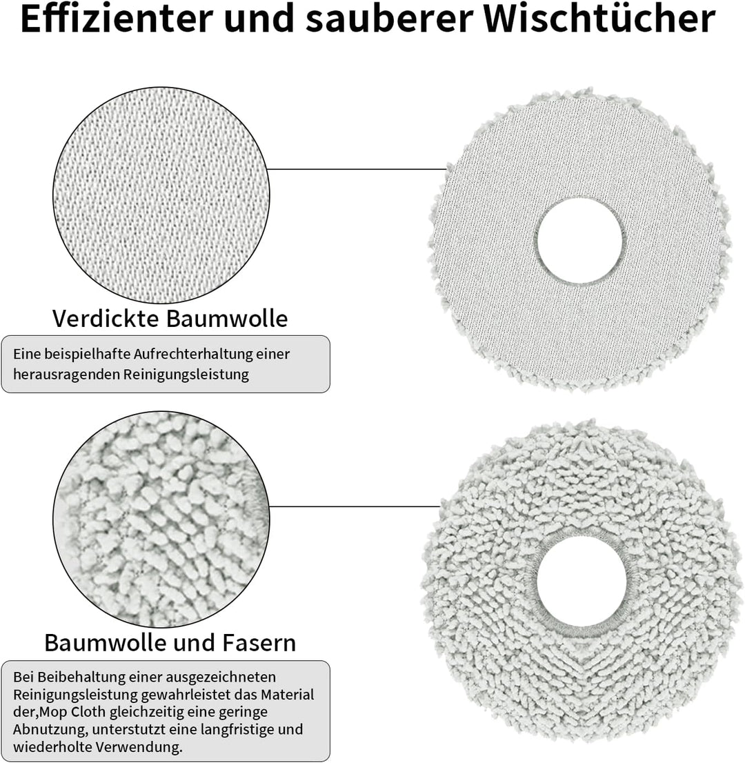 14 Stück Zubehörset für ECOVACS DEEBOT T30 Omni / T30 PRO Omni, 4 Wischtücher,10 Staubbeutel