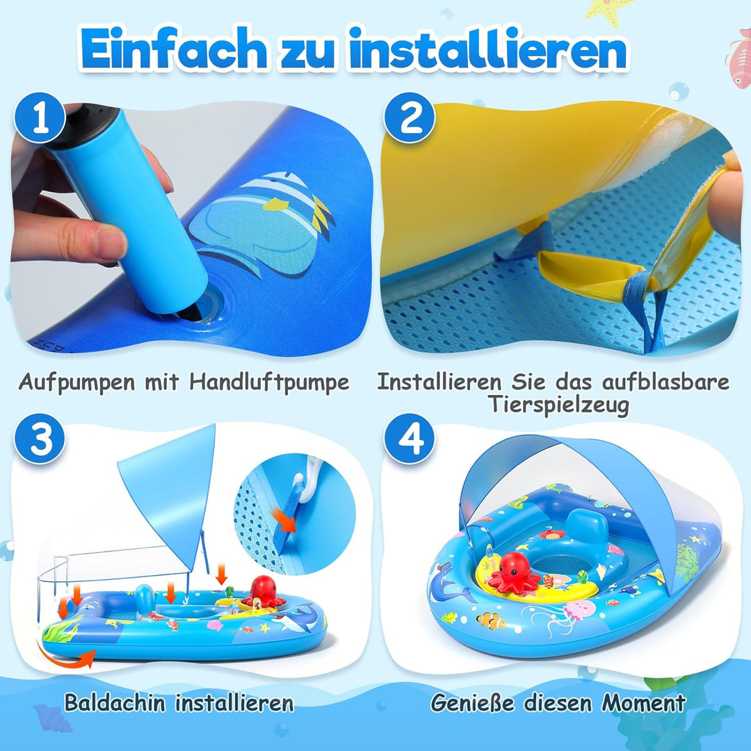 Sunrad Schwimmring Baby mit Sonnendach,Baby Schwimmring ab 6-36 Monate Schwimmhilfe Kinder mit Verst