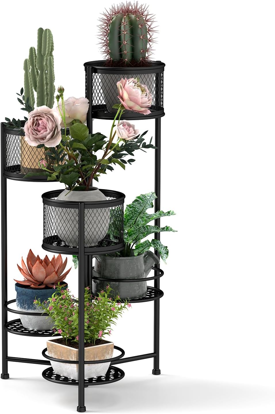 RELAX4LIFE Pflanzenständer Metall, Blumentopfhalter 6 Stufen, Blumenständer mit Drehbarem Design, Bl